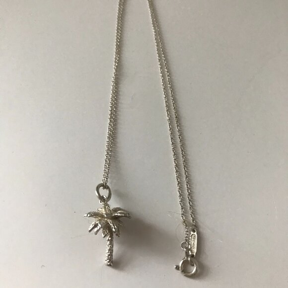 Tiffany Sterling Silver Palm Tree Pendant on 18" Sterling Silver Chain - Picture 3 of 3